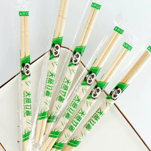 厂家直销外贸一次性熊猫圆棒筷子批发  酒店商超 家用便宜