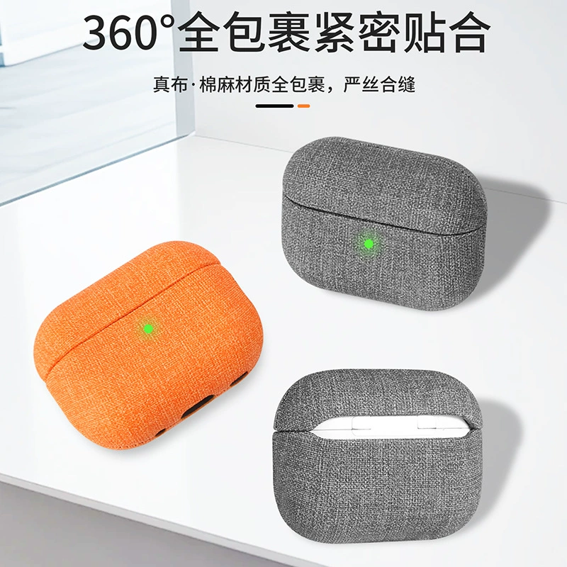 [Подходит для airpodspro3 чехол airpods4 кожаный чехол простая тканевая текстура 3-го поколения чехол для наушников Apple 1/2]