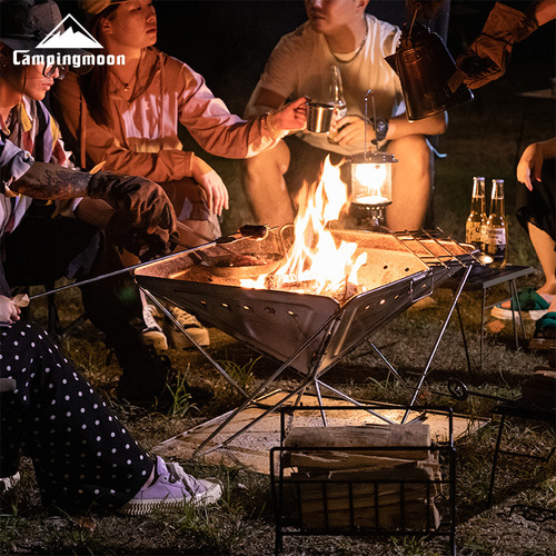 Komen outdoor large, medium and small thickened stainless steel team building camping folding barbecue stove barbecue fire table