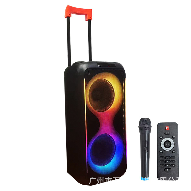 Barra de tracción al aire libre cuadrada caja de baile doble de 8 pulgadas altavoz 7.4v batería luz k canción 40w fabricantes de subwoofer Bluetooth