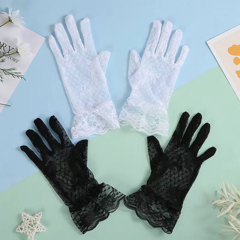 Short light and thin breathable sexy black gloves walnut