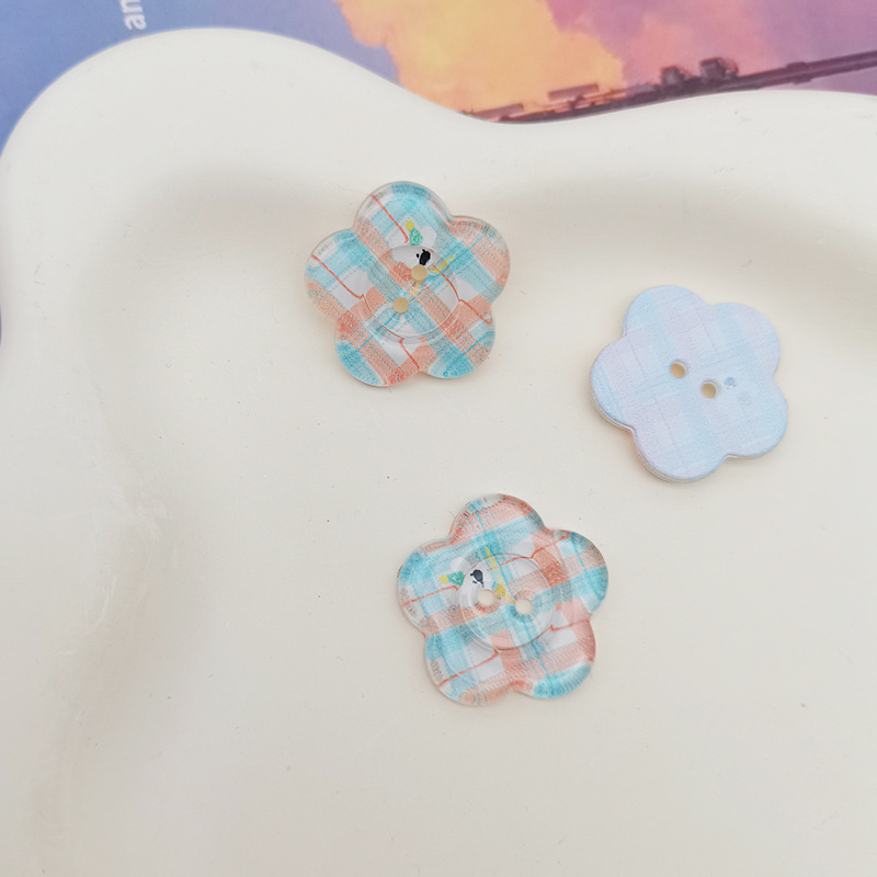 透明プリントフラワーボタンジュエリーアクセサリー diy 衣類装飾手作り携帯電話ケースパッチ靴花材料|undefined