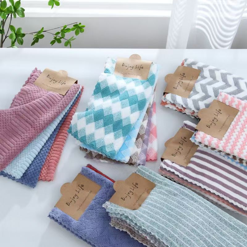 Cocina doméstica limpia paño suave absorción de agua no pegajoso aceite piña toalla cuadrada toalla de coral toalla lavavajillas