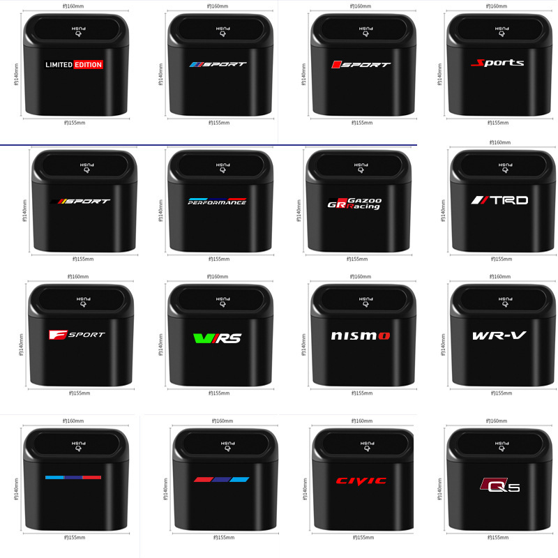 Cross-Border Car Trash Can Car-Mounted Sport Sports Storage Bin Three-Color Performance Rs/Sports Trash Can A3A6