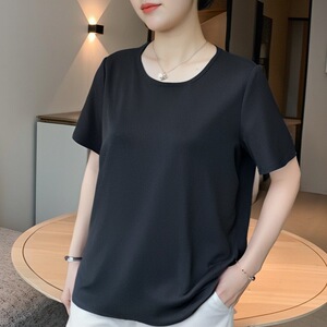 变形策 大码女装胖mm纯色宽松T恤百搭显瘦体恤春夏季薄款短袖上衣，女装T恤，变形策服饰