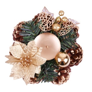 Factory Christmas Candlestick Decorations Flower Pine Cone Holiday Decorations Cross Border Candle Base Metal