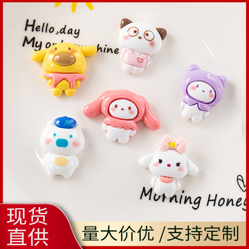 Brillante dulce lindo melodía resina accesorios DIY crema pegamento resina de dibujos animados niños horquilla material hecho a mano