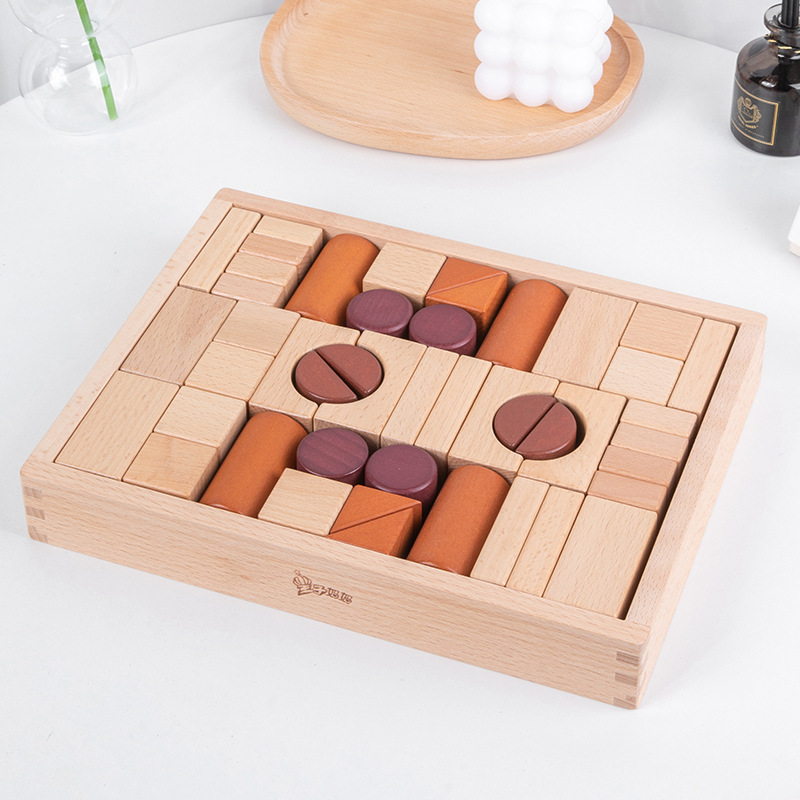 Bloques de construcción de educación temprana creativos clásicos de madera para niños en caja cerebro práctico Castillo ensamblado juguetes educativos al por mayor