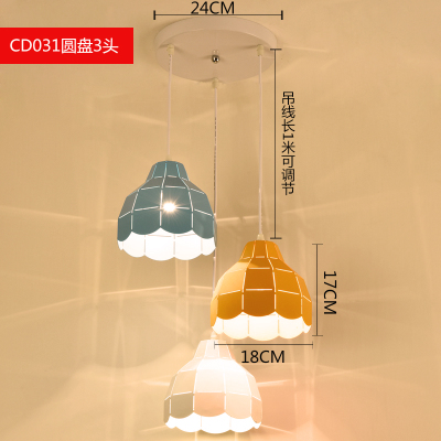 Lámpara de comedor de tres cabezas creativa lámpara de mesa de comedor personalizada moderna minimalista nórdica pequeña lámpara de pasillo de barra de estilo industrial
