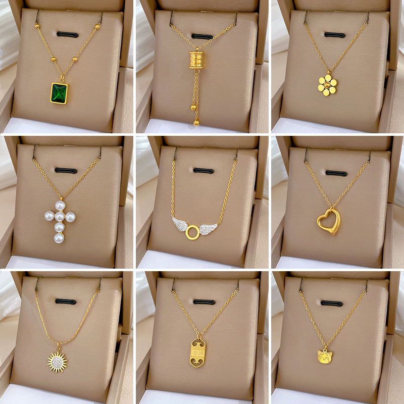 [full-body titanium steel] geometric planet personality minimal wind furnace real gold necklace female ins net red clavicle chain