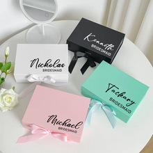 个性化定制蝴蝶结纸盒圣诞丝带翻盖折叠盒纯色精美化妆品礼物盒