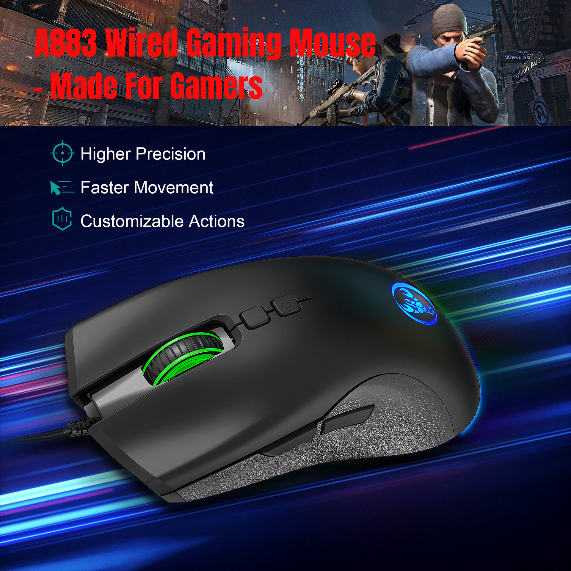 New 61keys luminous set, wired mouse, office gaming keyboard_voghion.com