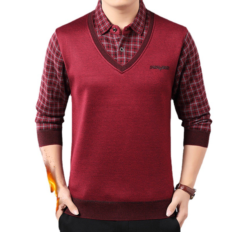 Warm shirt for elderly, keep warm set, for middle-aged man