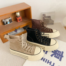 H1218秋季复古高帮鞋女ins潮新款2023爆款百搭港风chic厚底马丁靴