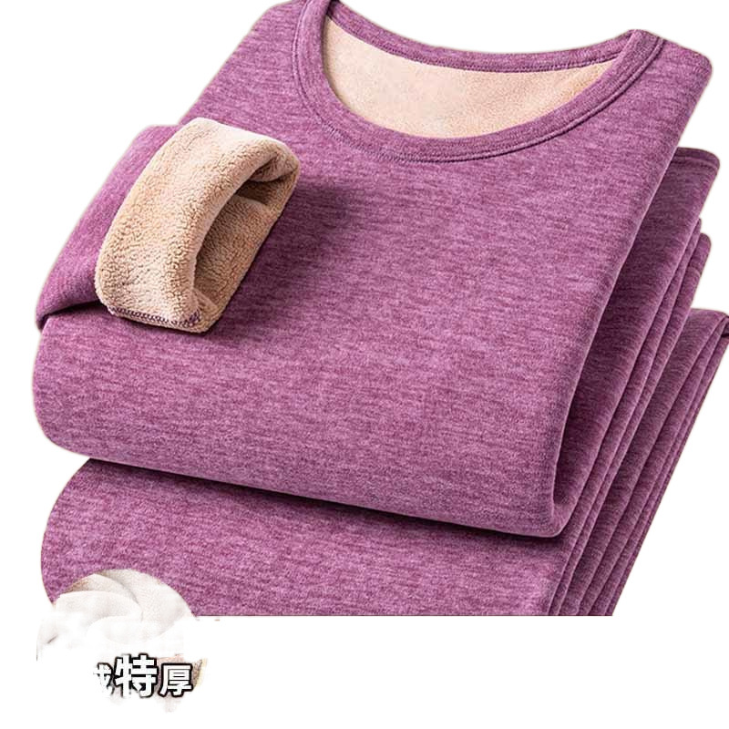 겨울 보온 속옷 세트에 벨벳과 두꺼운 낙타털을 더해 추위를 예방하고 두꺼운 남성과 여성의 난방 가을 옷과 가을 바지 옷을 예방합니다.