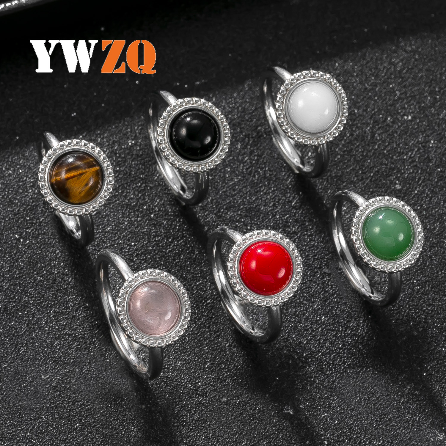 Estilo explosivo transfronterizo Joyería de acero de titanio retro Sensación simple y de alto nivel Anillo de pareja de acero inoxidable Marca de soldadura Anillo de piedra natural