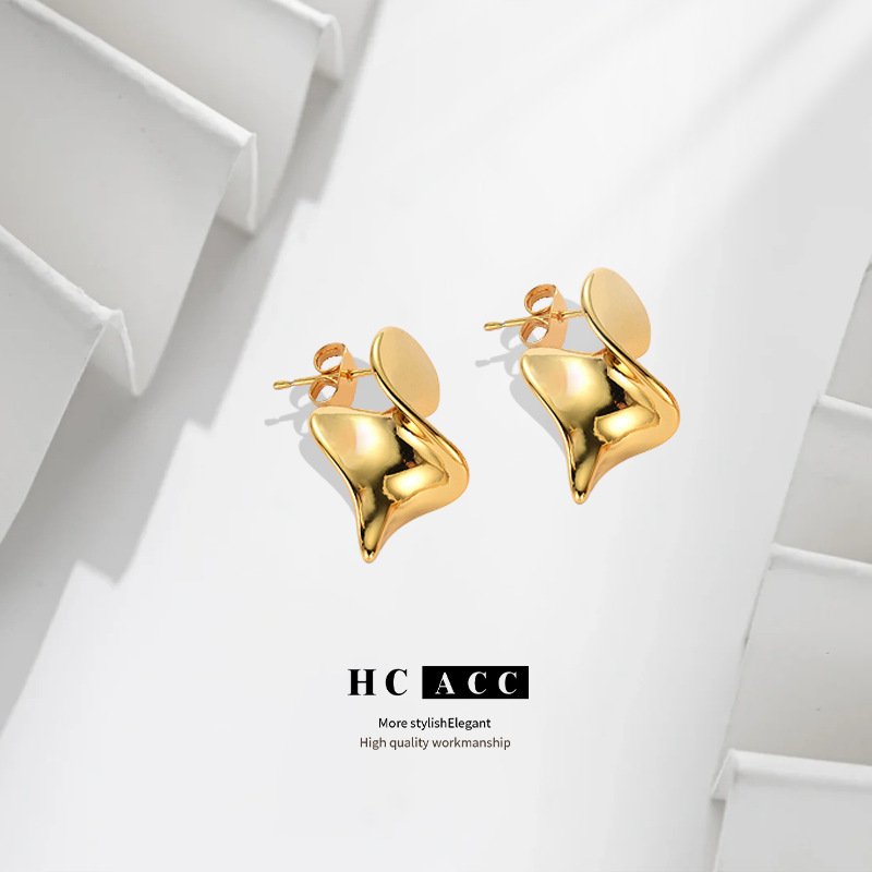 hot-sale-copper-plated-true-gold-color-geometric-twist-irregular-earrings-fashion-commuter-high-ins-style-niche-womens-earrings