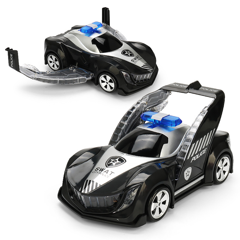 Tiktok misma deformación eléctrica policía coche música luz truco giratorio universal camión de bomberos juguete para niños al por mayor