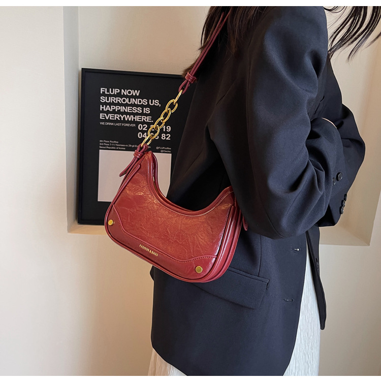 Stylish Crackle Pattern Women's Shoulder Bag With Chain Strap_voghion.com