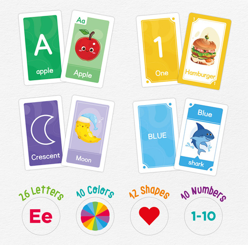 Cross-border children's early education flash cards Flash Cards learning word shapes colors numbers English alphabet cards