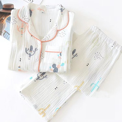 Postpartum clothing summer breastfeeding thin postpartum maternity pajamas spring and autumn pure cotton gauze nursing home clothing absorbs sweat June 7