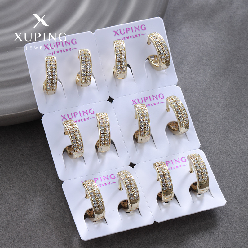 Xuping nueva aleación 14k color doble fila de perfiles de zircón nicho de diseño simple sensación de alta calidad auriculares