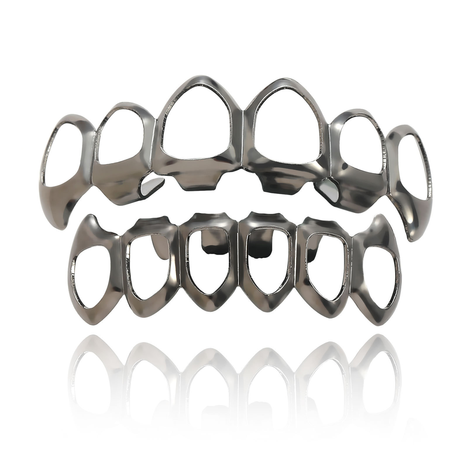 Europeo y americano nuevo hip hop personas real chapado en oro tirantes cóncavo-convexo Plaid textura hip hop tirantes grandes dientes de oro