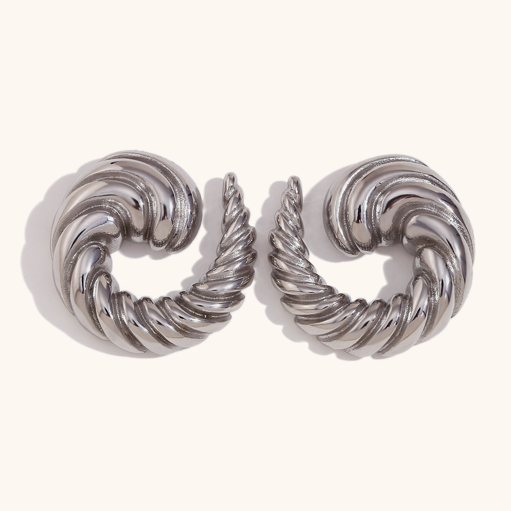 1 Paire Rétro Géométrique Placage Acier Inoxydable Boucles D'oreilles display picture 3