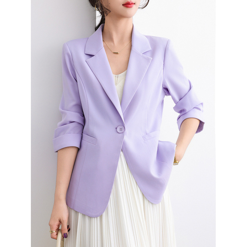 Summer Thin Women's Blazer Jacket Suit Top Elegant Slimming Age-Reducing Simple Slimming Casual Versatile