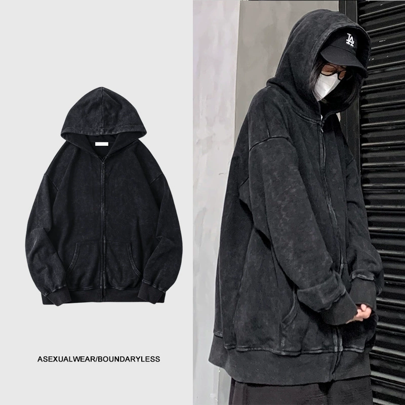 Американский тяжелый кардиган свитер мужской прилив бинс ретро пара стирает старые толстовки пара топ