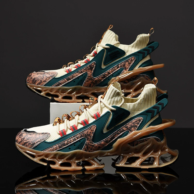 Popular Foreign Trade Men's Shoes for Autumn, Versatile Shock-Absorbing Running Shoes for Summer, Breathable Men's Large-Size Blade Shoes