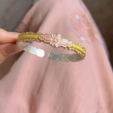 描金珐琅彩梅花手镯拉丝珐琅彩手环国潮新中式送闺蜜女友生日礼物|undefined
