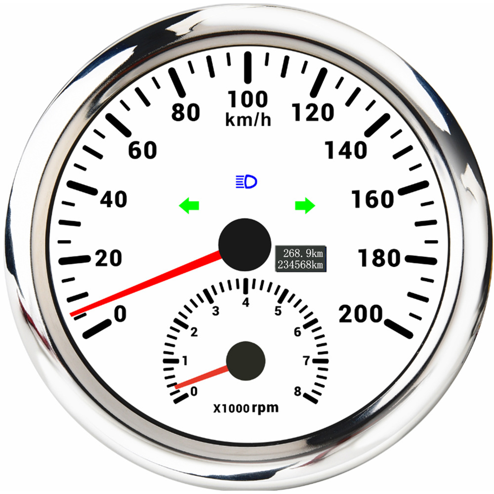 with Tachometer – Erheyi automobile instrument - silver-edge-white-background-0-200kmh