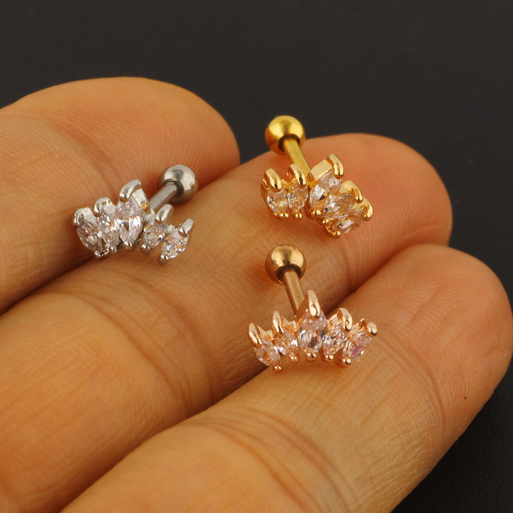 Simple Style Geometric Stainless Steel Zircon Ear Studs 1 Piece display picture 4