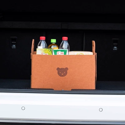 Car storage box Women's trunk car practical organizing folding multifunctional storage artifact car storage box (Car storage bag/box) - upgraded-thickened-felt-cloth-large-30l-brown-1-bear-head