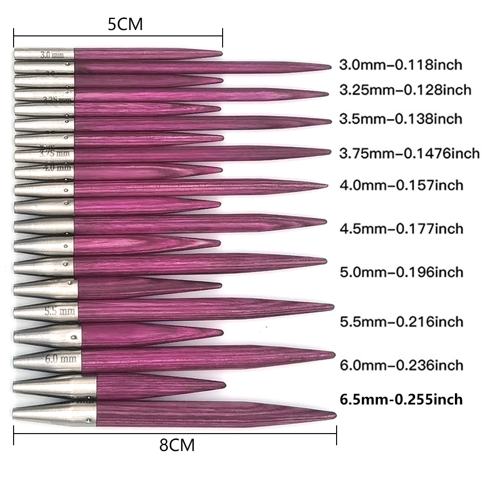 Herramientas de trenzado transfronterizas abedul púrpura aguja de manga 5 + 8 aguja de manguita desmontable un conjunto de 10 pagado 3.0-6.