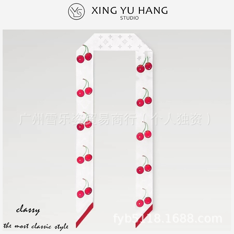Nana's same style cherry white small ribbon