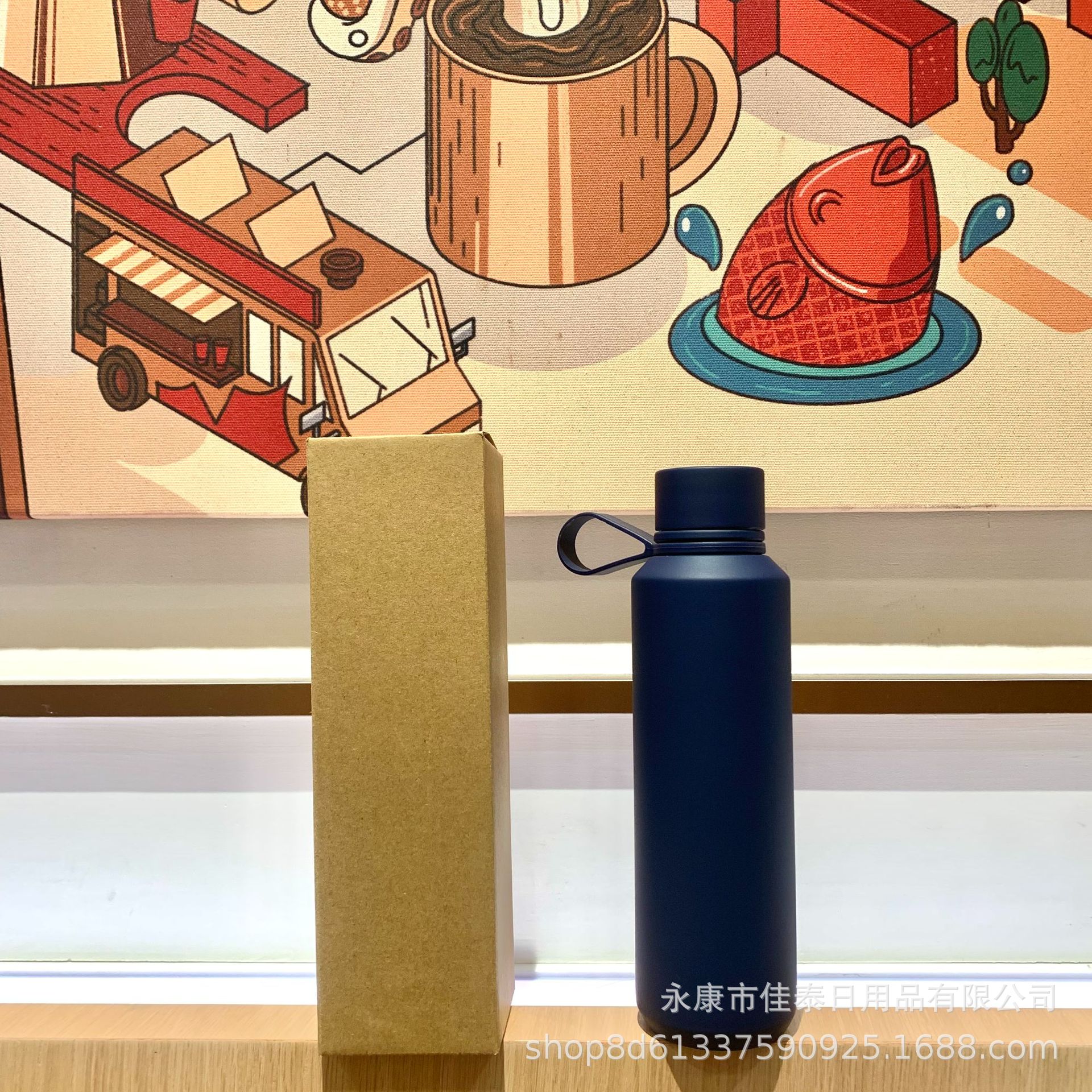 2024 nuevo en stock americano boca pequeña taza de vacío portátil mango de silicona pintura de goma taza de agua taza de vacío de acero inoxidable