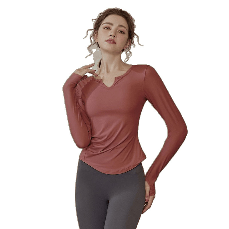 Nueva ropa de yoga de mujer manga larga conjunto de entrenamiento profesional Pilates correr camisa deportiva fábrica de comercio al por mayor