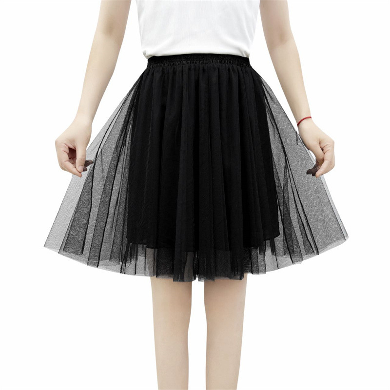 Amazon Women's Mesh Short Skirt Pleated Puffy Short Skirt Princess Skirt with Large Hem High Waist Lightweight Mesh