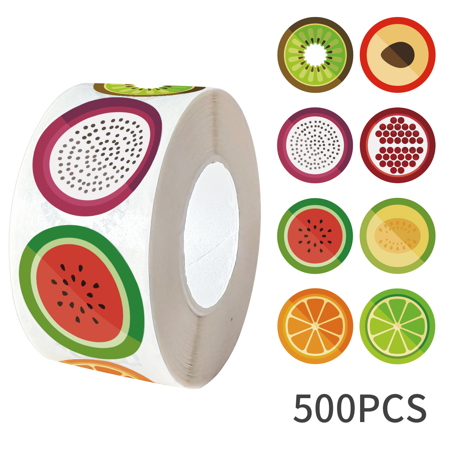 Etiqueta engomada de regalo con patrón de fruta Etiqueta engomada de sellado circular Impresión Etiqueta engomada de color Etiqueta engomada decorativa al por mayor