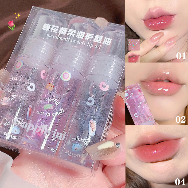 Kapovini マシュマロ リップ オイル 保湿と乾燥防止ミラー水光透明ガラスリップ オイル|undefined