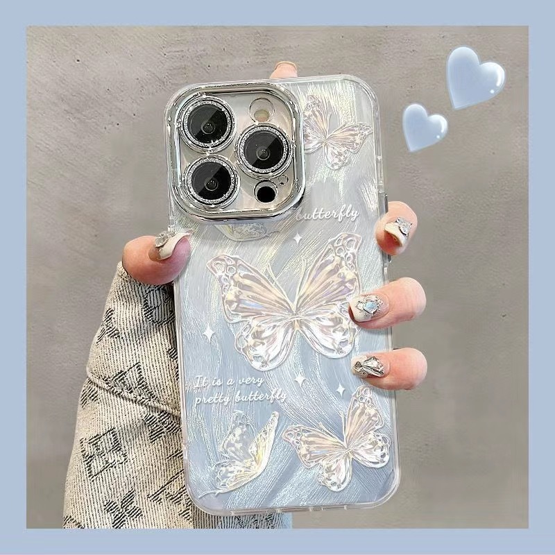 渐变蝴蝶结适用opporeno14手机壳a5pro高级感a3活力闪粉全包镜头|undefined
