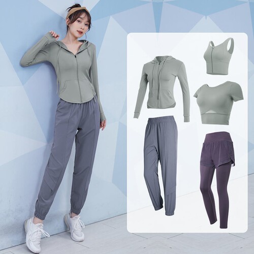 Running yoga clothing women's suit autumn and winter new long-sleeved tops professional sports gym internet celebrity training clothing quick-drying