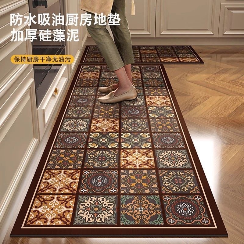 复古美式水晶绒加厚厨房地垫防滑防油吸水垫专用脚垫地毯可擦免洗