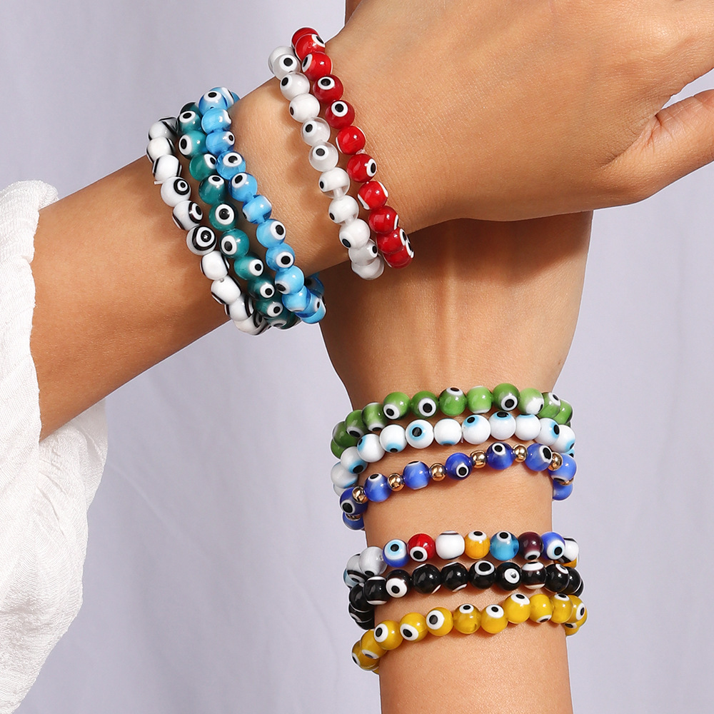 16g Weight Stretch Adjustable Clasp Closure Type Bracelets Classification Resin Chain Material Beaded Chain Chain Type 1 Piece Quantity Holiday, Daily Occasion Resin Material Eye Pattern All Seasons Season Women's Gender Vintage Style Style Vintage Style Eye Resin Beaded Chain Stretch Adjustable Beaded Bracelets Wholesale 3