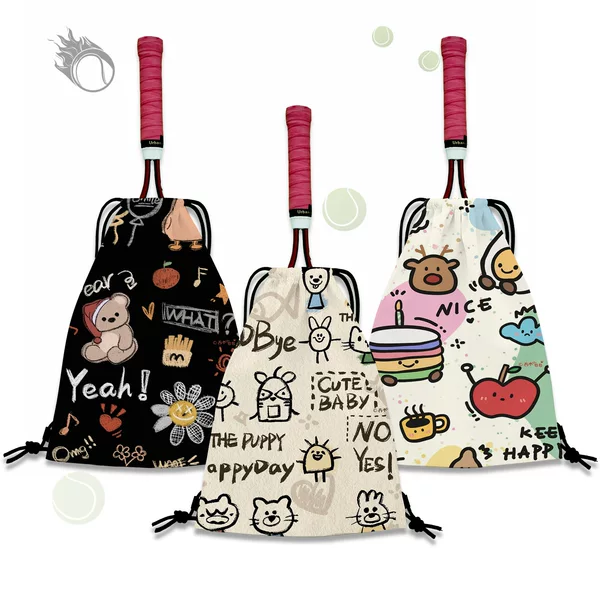 Full-Screen Graffiti Design New Tennis Bag Large Capacity Tennis Racket Storage Bag Drawstring Tennis Racket Bag