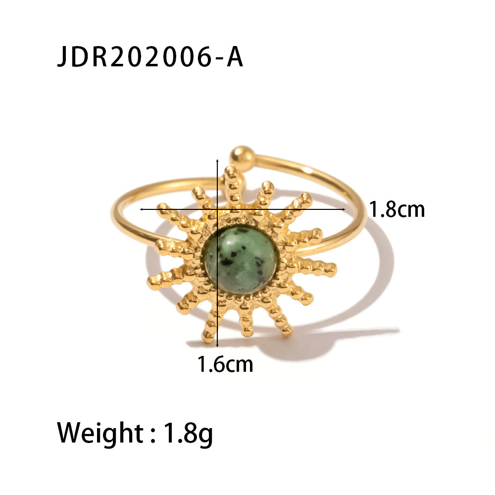 Fashion Sun Stainless Steel Plating Inlay Turquoise Gold Plated Open Ring display picture 5