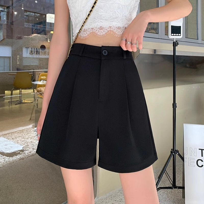 Black Suit Shorts Women's 2024 New Summer High Waist Small A- Version Slim Design Sense Three-and-Five Pants 5