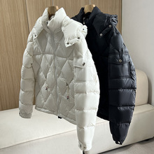 高端90白鸭绒短款羽绒服女2025冬季时大牌尚菱格宽松加厚情侣外套